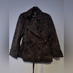 Roz & Ali Dark Patterned Trench Coat